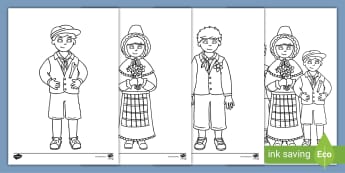 National Dress of Wales Colouring Page | Twinkl Resources