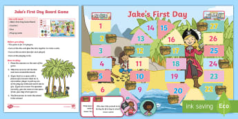 Jake's First Day Board Game - Originals, Fiction, KS1, Pirates, Sea, Seaside, Adventure, Transition, New Class, Worries, PSHCE, Ne