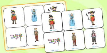 Pinocchio Matching Cards and Board - pinocchio, pinocchio picture matching game, pinocchio image matching activity, traditional tale matching game, sen
