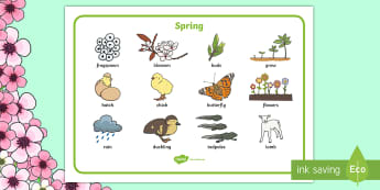 Spring Word Mat - Spring, word mat, writing aid, lambs, daffodils, new life, flowers, buds, plants, growth
