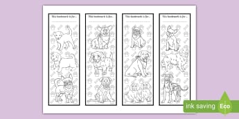 Puppies Colouring Bookmarks,Puppy Bookmark