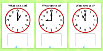 Teaching and Learning Resources to Teach O'Clock Time to F-2