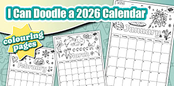 I Can Doodle a Calendar for 2026 Colouring Pages
