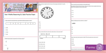 Year 4 Maths Reasoning GL Style Practice Paper