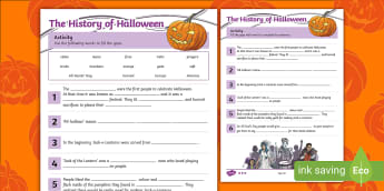 Halloween cloze | Activity worksheet | Easy to print.
