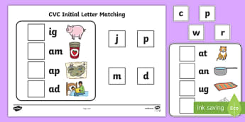Workstation Pack:  CVC Initial Letter Matching Activity Pack