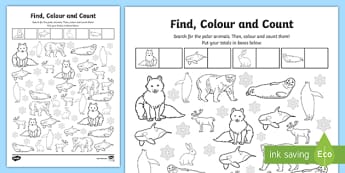 * NEW * Polar Animals Find Colour and Count Activity 