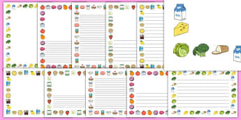 Food, Drink and Eating Writing Frames and Worksheets Primary Reso