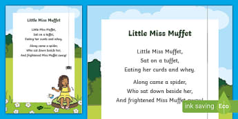 Little Miss Muffet Primary Resources, Nursery Rhyme, Story