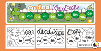 Ordinal Words and Numbers Word Wall and Matching Activity Cards