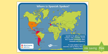 Where is Spanish Spoken? Display Poster - Where is Spanish Spoken? Display Poster - spanish, language, speaking, countries, map, key, spanish 