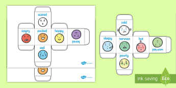 Emotions Dice Nets - emotions, dice net, dice, net, die, feelings, moods