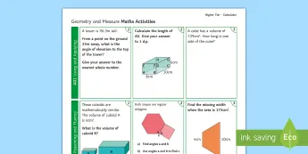 Geometric Measure Topic Test Geometry and Measures | twinkl.co.uk