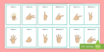 KS2 I Have Who Has BSL Numbers 0 to 10 (Southern Dialect) Card Game - bsl game, bsl numbers, sign language game, sign language activity