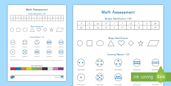 Math Assessment Progress Sheet - Early Childhood Math Skills, Classroom Management, counting skills, RTI Documentation, Tracing
