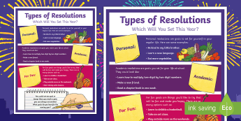 Resolution Resources New Year’s Resolutions | twinkl.com