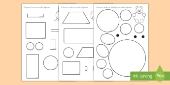 Ficha de actividad: Construir con figuras planas - ficha, figuras planas, figuras 2D, formas planas, formas 2D, círculos, rectángulos, triángulos, ,