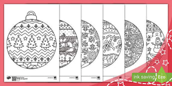 Christmas Baubles To Colour - Mindfulness Colouring Sheets
