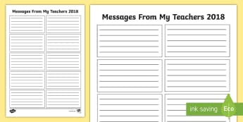 Messages From My Teachers Primary 7 Transition Sheet - transition, bump up, graduation, memory,Scottish