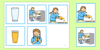 5 Step Sequencing Cards Pouring Juice - sequencing, cards, juice