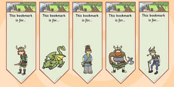 How to Train Your Dragon Editable Bookmarks - books, dragons