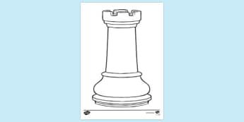 Chess Colouring Pages - Rook Piece - Twinkl Resource