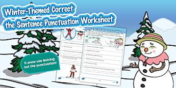 * NEW *  Winter-Themed Correct the Sentence Punctuation Worksheet