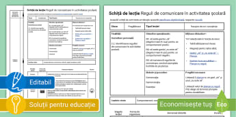 Reguli de comunicare în activitatea școlară Schiță de lecție