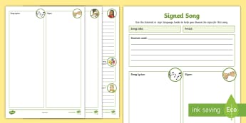 Editable Signed Song Research Activity - signed song, bsl songs, bsl signed song, bsl sign for, wayne barrow, wayne barrow academy, fletcha, 