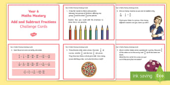 Adding/ Subtracting Fractions Challenge Cards