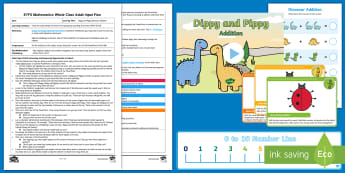 EYFS Maths: Dippy and Pippy Dinosaur Addition Whole Class Adult Input Plan and Resource Pack