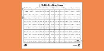 Multiplication Maze Worksheet.pdf Multiplication Maze Worksheets | twinkl.com