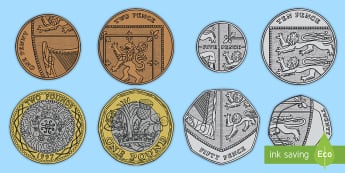 Pictures of Money - Coins Value Strips for British Money