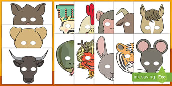 Farm Animal Masks Printable (teacher made) - Twinkl