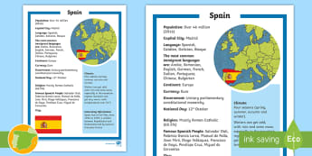 Spain Geography KS2 - Spain Primary Resources - Twinkl