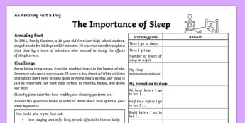 Sleep Hygiene Worksheet PDF - Downloadable - Twinkl