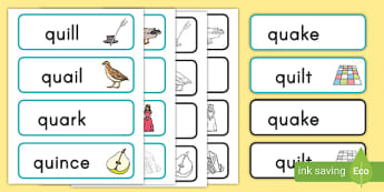 -qu Digraph Word Cards