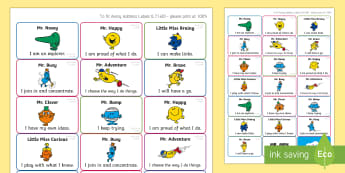 Mr. Men and Little Miss Characteristics of Effective Learning (Editable) Stickers - Assessment, Early Years, Characteristics Of Effective Learning, CofEL, Mr Men, Prompts, Evidence. 