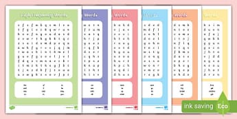 High Frequency Words Wordsearch  - Literacy Puzzle - Twinkl