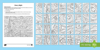 Starry Night Mindfulness Art Activities Collaborative Pack