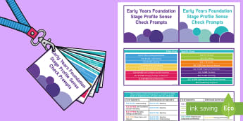 Early Years Foundation Stage Profile Sense Check Lanyard-Sized Cards 