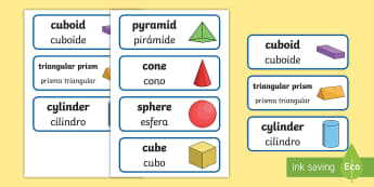 3D Shapes - Spanish Maths Primary Resources - Twinkl