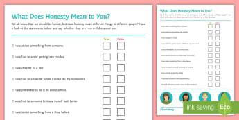 honesty worksheet worksheet teacher made