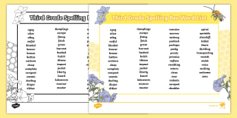 1st Grade Spelling Bee Words List | Elementary ELA Resources