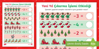 Yeni Yıl Temalı Çıkarma İşlemi Etkinliği-Twinkl
