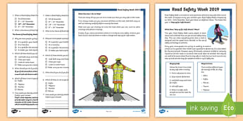 Road Safety Week KS2 Differentiated Reading Comprehension Activity