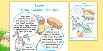 Easter Home Learning Challenge Sheet Nursery FS1 - EYFS planning, early years activities, homework, festival