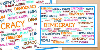 Democracy Word Poster - democracy, word, poster, display, word poster, ks2