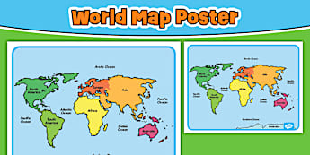 Printable World Map With Names Poster
