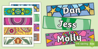 Editable Name Mindfulness Coloring Bookmarks